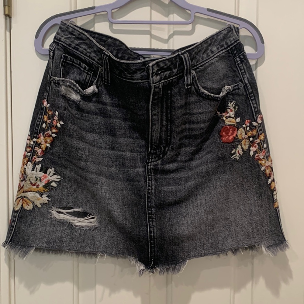 Abercrombie & Fitch Embroidered Denim Skirt